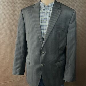 RALPH LAUREN Blazer Black w/ Gray Pinstripes 2-Button Wool Suit Jacket Men's 42R